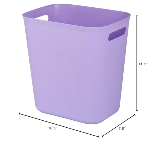 Image of UUJOLY Plastic Small Bathroom Trash Can Wastebasket, 3.5 Gallon, Purple | Compact Sturdy Garbage Can for Bathroom, Laundry Room, Kitchen, Office, Kids Room, Dorm, Durable, Easy to Clean