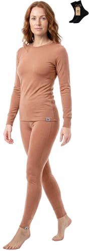 Image of MERINNOVATION Merino Wool Base Layer Set for Women 100% Merino Wool Thermal Underwear Sets Lite - Midweight Top Tank Bottom