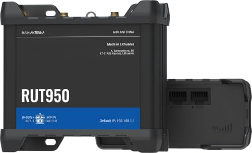 Image of RUT951A00800 Model RUT951 Industrial Cellular Router; Aluminium Housing; 4G LTE (Cat 4), 3G, 2G Connectivity; for use with USA Carriers Only; Dual SIM; WAN Failover; Wireless Access Point