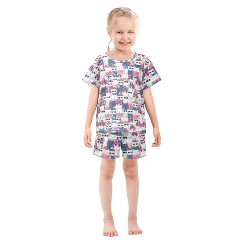 ALAZA Cool Cats Pajama Set Short Sleeve Sleepwear Soft Lounge Nightwear3