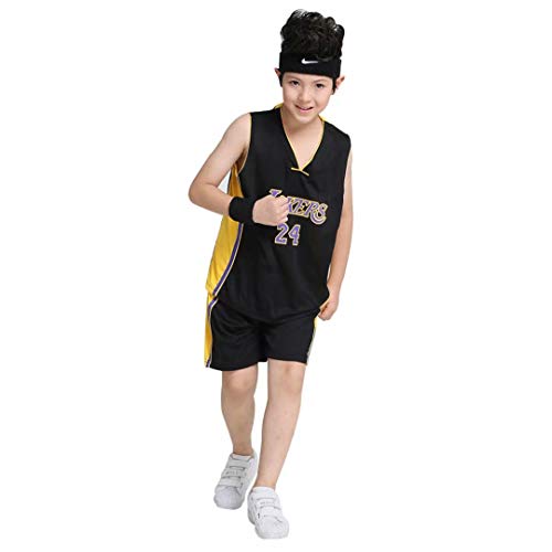 Kobe NO.24 Basketball Jersey, Boy's Basketball Sport Jersey Sleeveless Vest Top + Shorts
