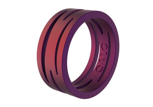 QALO Women's Rubber Silicone Ring, Holographics Zaha Silicone Rubber Wedding Band, Breathable, Durable Engagement Silicone Ring, 9mm wide, 2mm thick, Multi Colors & Sizes