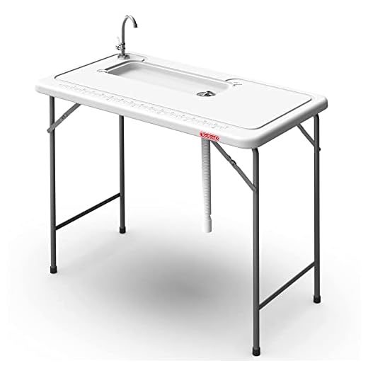 TooGooD Folding Fish Cleaning Table with Sink, Portable Camping Dish Washing Station w/ 31' Ruler Integrated