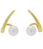 Gold Earrings for Women Trendy 925 Silver Needles, 18K Gold Plated Pearl Stud Earrings, Simple and Petite, 6mm