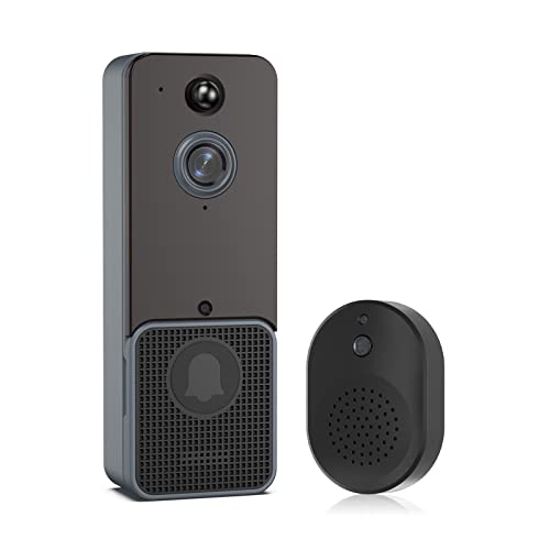 SEVEQIS Timbre con vídeo, Smart Home inalámbrico Video Timbre cámara Digital Exterior Puerta intercomunicador HD visión Nocturna protección de Seguridad(No Battery)
