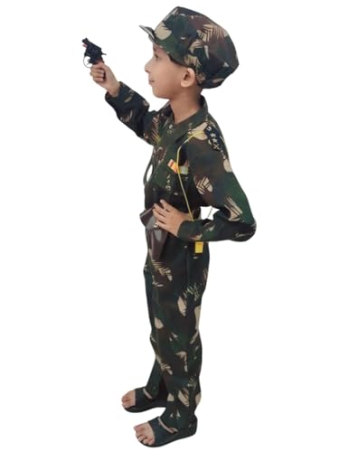 Image of BookMyCostume Kids 6-Pcs Forces & Community Helper Costume Collection - Army, Military, Navy, Police & Soldier Outfits - Fancy Dress for Patriotic Events, School Annual Day, Role-Play & Competitions