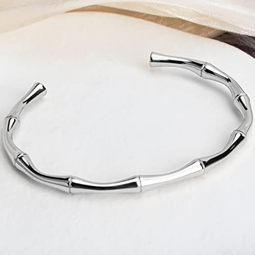 Jude Jewelers Stainless Steel Classical Plain Bamboo Style Open Cuff Bangle Bracelet2
