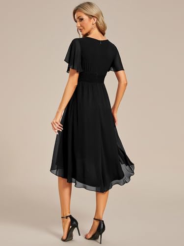 Image of Ever-Pretty Women's Chiffon Crew Neck Empire Waist Wedding Guest Dress Summer Short Sleeve Semi Formal Dresses 02053