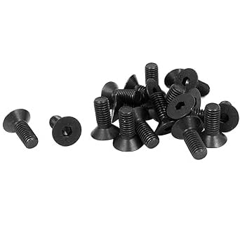 Unifizz M8 x 20mm Metric Hex Socket Cap Screws 10.9 Grade Carbon Steel Fully Threaded Black Oxide Finish Flat Head Bolts 20Pcs