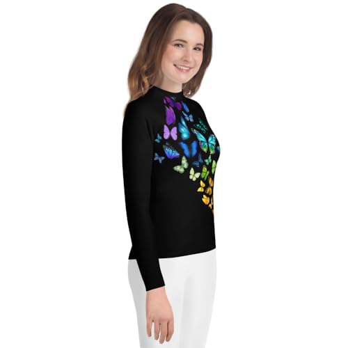 Big Girls Butterfly Jiu Jitsu Rash Guard – Long Sleeve BJJ Shirt for Kids, Youth Grappling Compression No-Gi Rash Guard4