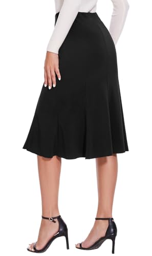 Women Elegant Knee Length Flared Skirt for Office and Casual2
