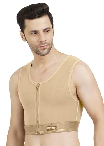 Gynecomastia Short Vest || MODERATE COMPRESSION || Front Zip and Hook Closure || Tomboy Chest Binder || Chest Shapewear || Comfortable Support for Men ||