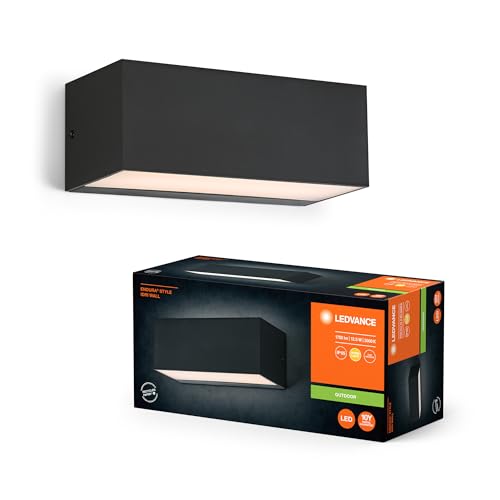 LEDVANCE Iluminación exterior ENDURA STYLE IDRI WALL, 12,5W, 700lm, luz de pared, gris oscuro, tipo de protección IP65, temperatura de color 3000K, luz de color blanco cálido