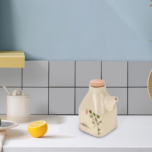 TOYANDONA Ceramic Oil Pot Dispenser 5.12In Soy Sauce Bottle Vinegar Dispenser Small Kitchen Oil Pourer for Cooking and Dining Table - Image 7