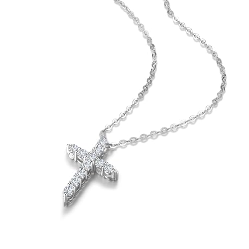 AGVANA Cross of Radiance 0.52 Ct. Tw. Lab-Grown Diamond Cross Pendant Necklace in Sterling Silver (D-E Color, VS Clarity) Fine Jewelry for Women Anniversary Birthday Gifts for Her, 16-18" Chain3