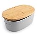 Dolce Mare® Portapane in bambù - Cassetta per Pane con Coperchio in bambù - Portapane Pratico - Cestino per Il Pane in Legno - Contenitore per Pane (Sole Grey)