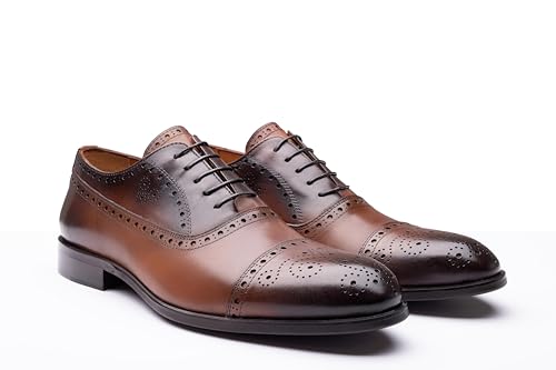 Image of X6426 Brown Leather Oxford Shoes for Men - Premium Handmade Full-Grain Leather, Non-Slip Sole, Luxury Comfort & Timeless Classic Design