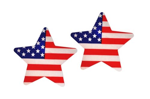Image of USA Patriotic Pasties Pack - 3 Pairs Fun Nipple Covers for Parties, Concerts, American Flag, Disposable Multicolor