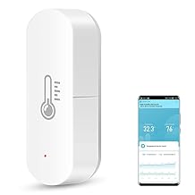 Zigbee Smart Temperature Humidity Sensor Wireless Thermometer Hygrometer with App Alerts, ZigBee Hub Required, Compatible with Alexa, Google Home, for Remote Monitoring and Home Automation 1 Pack