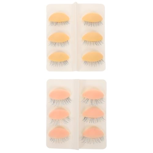 GAROZATION 6組 まげ練習用シリコンまぶた 初心者向けリアル肌触感アイラッシュトレーナー 取り外し可能なまぶた付き硅?頭部模型で自然なま