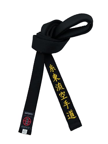 Shito-Ryu karate black belt 1.6 inches wide youth karate embroidered Japanese belt unisex