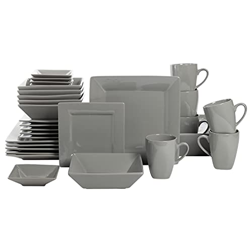 10 Strawberry Street Nova Square 40 Pc Dinnerware Set, Gray #TOP1