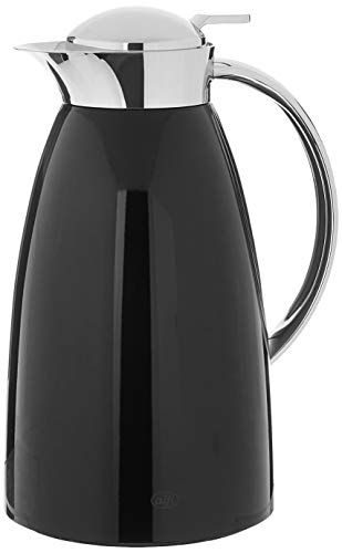 alfi Gusto Glass Vacuum Lacquered Metal Thermal Carafe for Hot and Cold Beverages, 1.0 L, Black