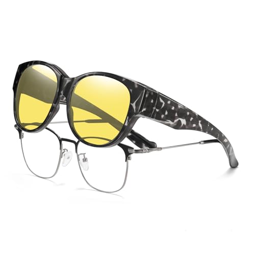 Image of HAOLOTA Night Vision Glasses for Driving Anti Glare, Polarized Nighttime Safety Glasses for Women Men UV400 Protection