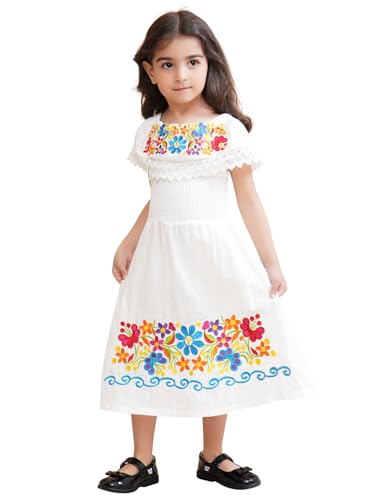 Image of Mexican Dress for Girls Traditional Vestidos Mexicanos Cinco de Mayo Embroidered Dresser Toddler Kids