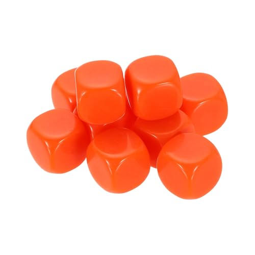 uxcell 10Pcs Rounded Blank Six Sided Dice 16mm/0.6" Acrylic Dice Orange