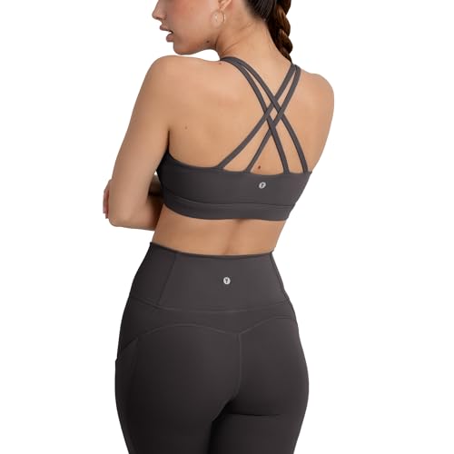 Image of YITTY Active Women's Ultraluxe Strappy Medium Impact Bra, Athleisure, 4-Way-Stretch