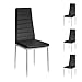 4 Sedie sala da pranzo salotto in ecopelle imbottita stile design moderno Nero