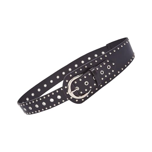 Unique Punk Rock PU Leather Belt Decorative Waist Band Sash With Rivets Detail For Music Festivals And Parties