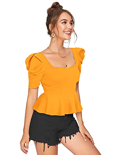 Image of ILLI LONDON Women's Puff Sleeve Peplum TOP