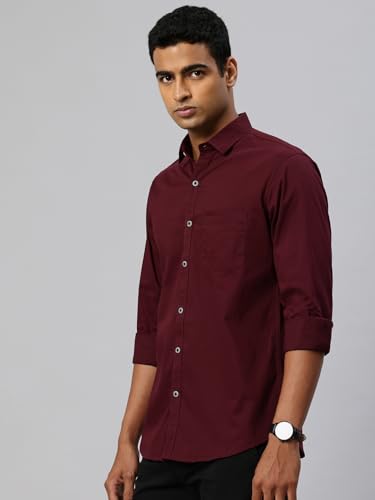 Image of Majestic Man Comfort Slim Fit Solid Pure Cotton Self Design Casual Shirt