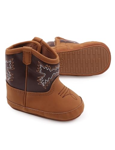 Happy Cherry Western Cowboy Bootie Soft Sole Non-Slip Crib Shoes Snow Boots for Baby Infant Toddler Girls Boys Newborn3