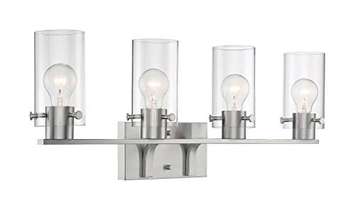 Image of Nuvo 60 /7174 Sommerset 4-Light Vanity Fixture with Clear Glass - Brushed Nickel Finish