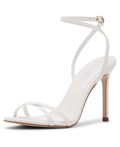 Steve Madden Women's Jypsey Heeled Sandal, White Leather, 8