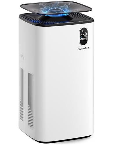 Image of Humidifier and Air Purifier In One with Wheels for Bedroom, 6L Top Fill Evaporative No-White-Mist for Whole Home, Large Room Humidifier with Removable Tank & Dimmable Light, Easy Clean