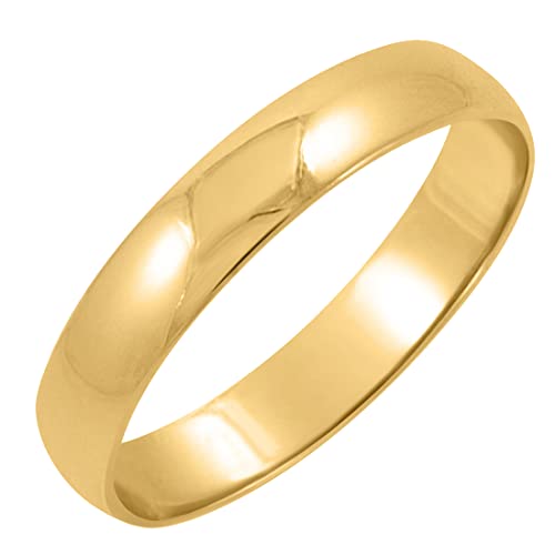 Men's Solid 10K Yellow Gold 4mm Traditional Classic Plain Wedding Band Ring Size 11