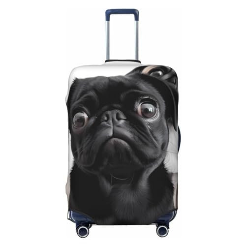 Luggage Cover Protector Washable Stretch Suitcase Protector Cute Black Pug Dog Suitcase Cover Anti-Scratch Travel Baggage Covers Fits 18-32 Inch Luggage Protectors, Small