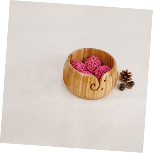 Cuenco de crochet de madera para organizar proyectos de tejer en casa 4