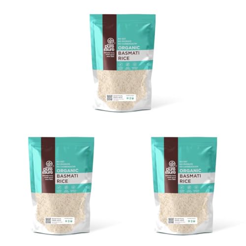 Image of Pure & Sure Organic Basmati Rice 1Kg | Everyday Use Long Grain Rice | Gluten Free | Naturally Aged, Rich in Taste & Aroma | No Chemicals & No Pesticides (Pack of 3)