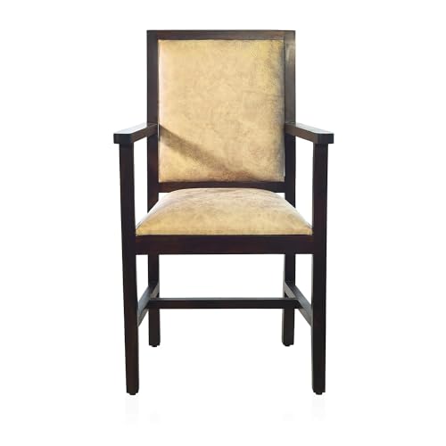 Image of Solid Sheesham Wood Arm Chair with Cushion Single Seater Sofa Chair for Living Room, Bed Room, Office, Outdoor (Walnut Finish)