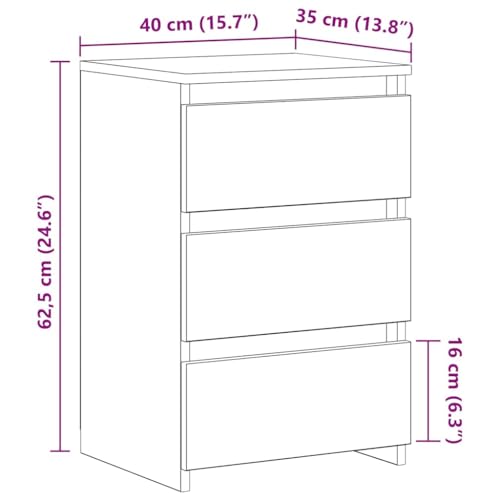 vidaXL 2X Nachttisch mit 3 Schubladen Nachtschrank Nachtkonsole Nachtkommode Schlafzimmer Schrank Kommode Hochglanz-Weiß 40x35x62,5cm Holzwerkstoff