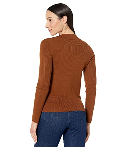 Image of Calvin Klein Women's Johnny Collar V Neck Lightweight Long Sleeve Comfortable Sweater