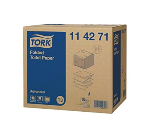 T3 Lot de 36 paquets de 242 feuilles de papier toilette pliés 2 plis