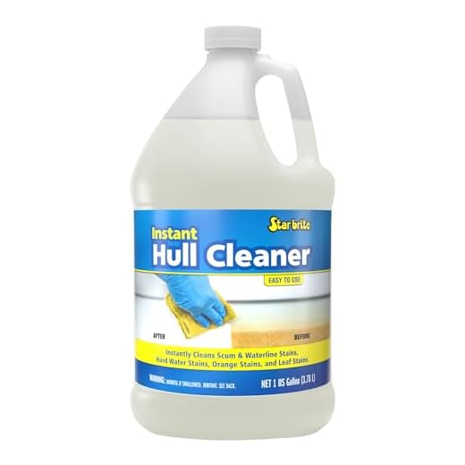 STAR BRITE Instant Hull Cleaner - Easily Remove Stains, Scum Lines & Grime for Boat Hulls, Fiberglass, Plastic & Painted Surfaces - Wipe On, Rinse Off Formula - 128 Ounce Gallon (081700)