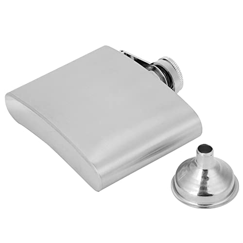 Frasco de alcohol de acero inoxidable Camping Picnic Fishing de 5 oz de plata (4 oz brushed pot + 1 funnel)