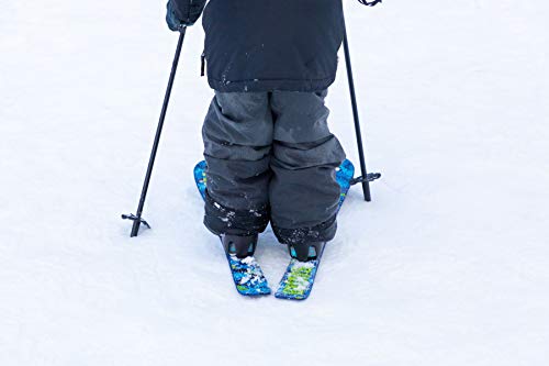 Lucky Bums Kids Beginner Ski and Pole set with Bindings, Digital Blue